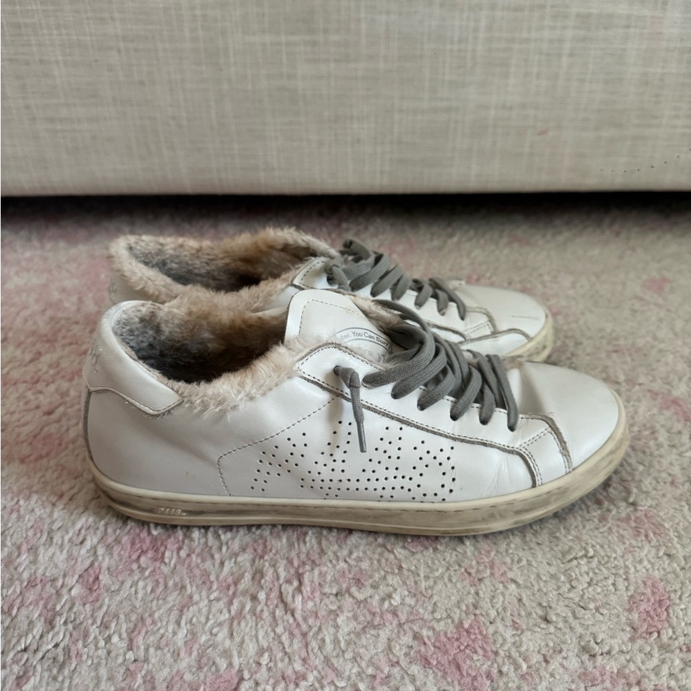 White Sneakers with Fur Lining
